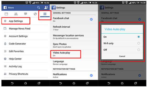 How to turn off video autoplay in facebook app