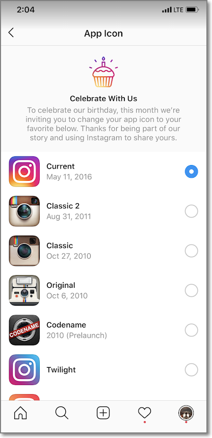 How to change the icon for instagram