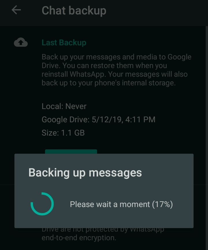 How to backup all messages on whatsapp