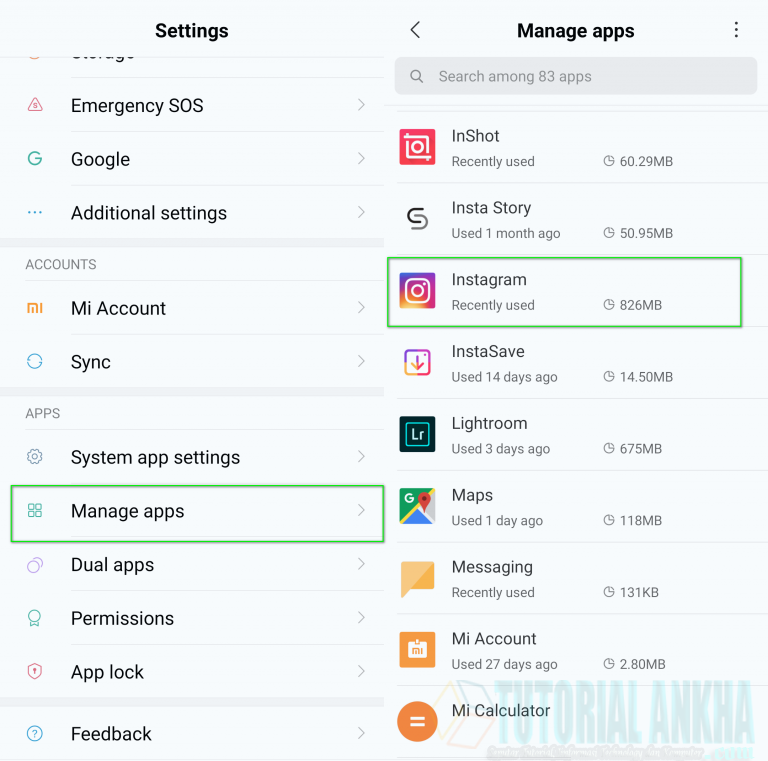 How to clear data in instagram