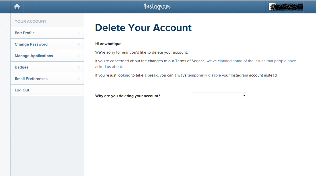How do i delete old instagram accounts