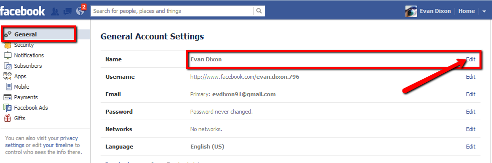 How to remove a nickname from facebook