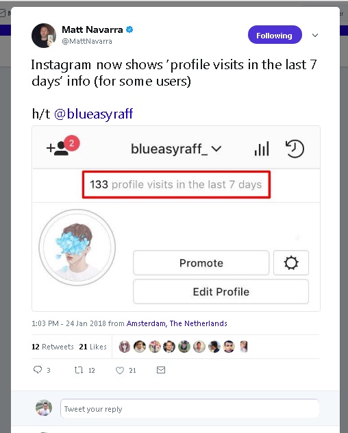 How do you check your instagram profile visits