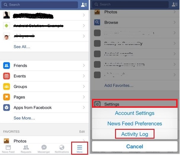 How to delete friend request on facebook activity log
