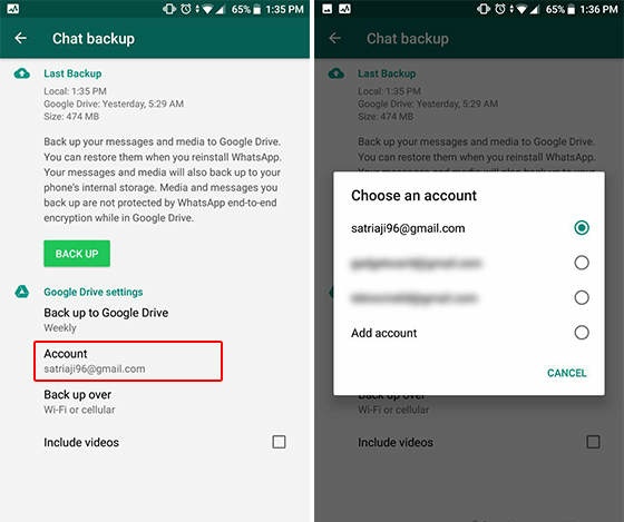 How to find whatsapp chat backup