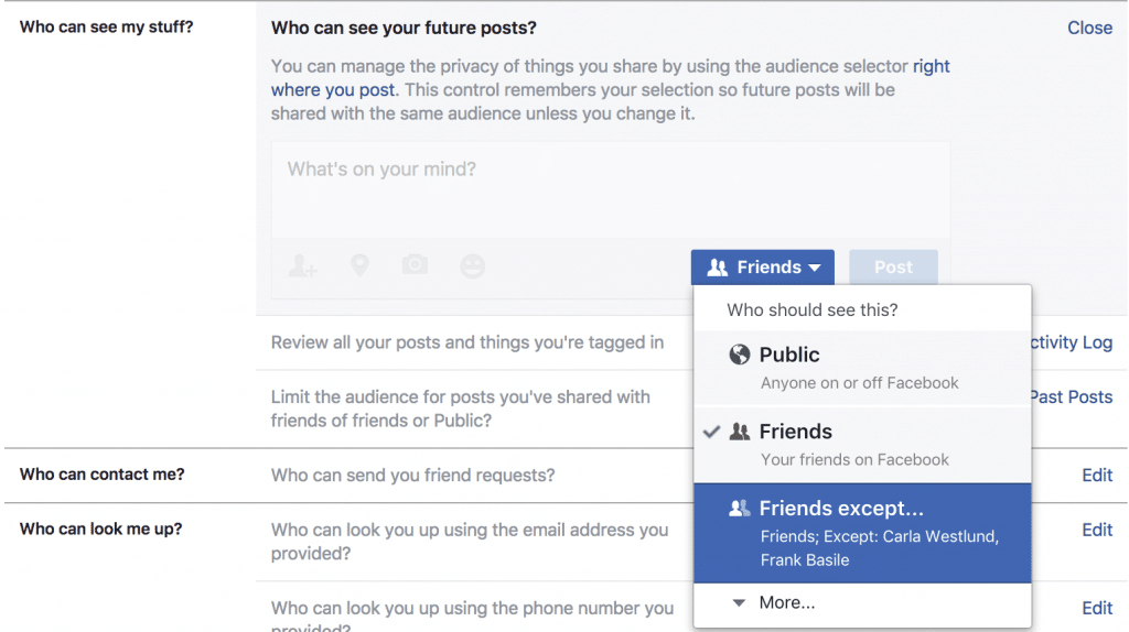 How to make facebook private from non friends