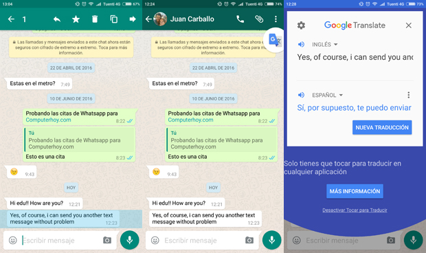 How to translate a whatsapp message