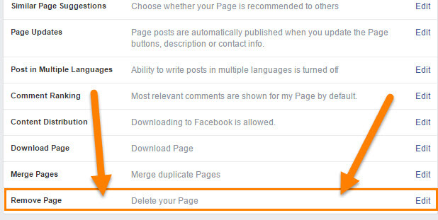 How to delete a facebook page created