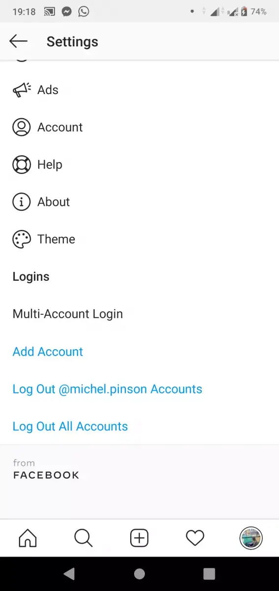 How to disconnect from instagram