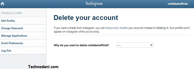 How to delete an instagram account without email