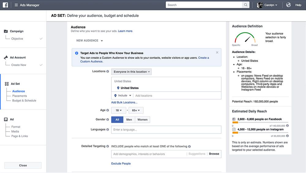 How to set up audience on facebook