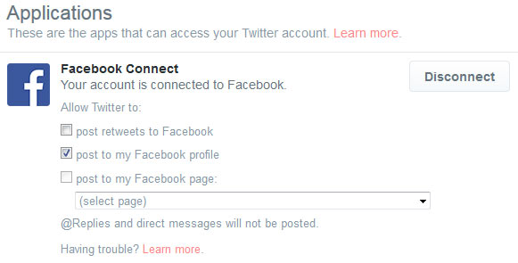 How to link twitter and facebook posts