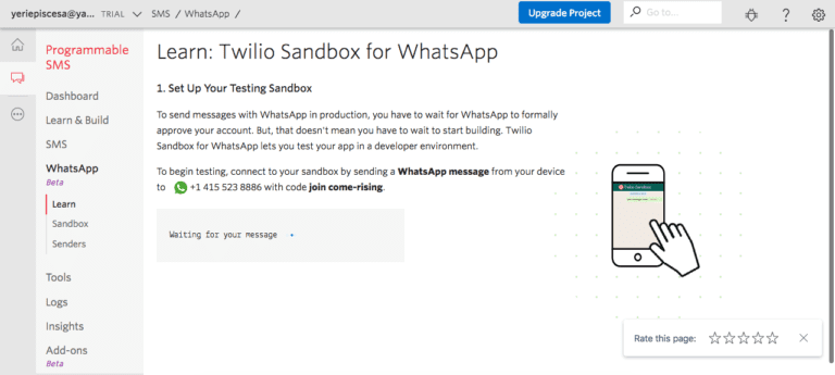 How to use twilio whatsapp api