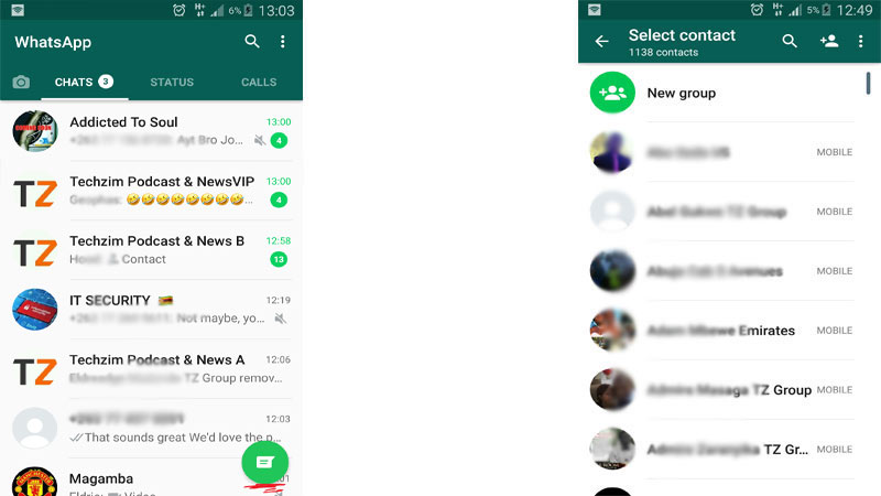 How to block all whatsapp contacts at once